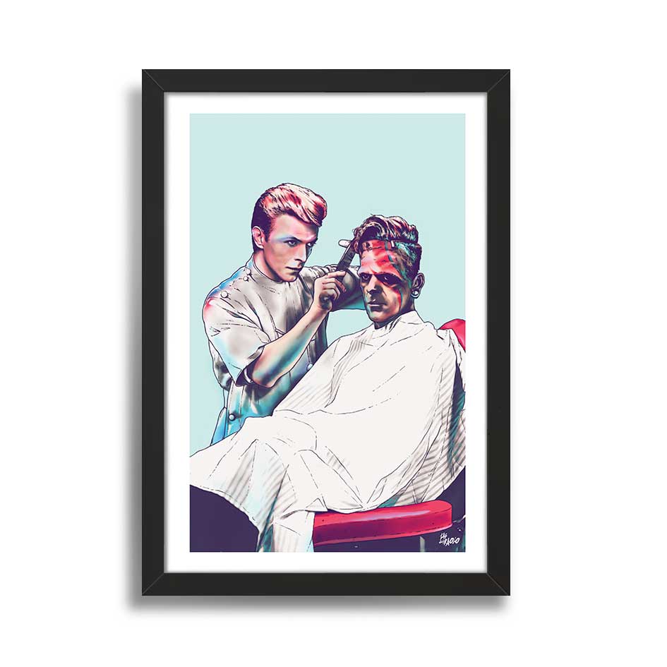 David Bowie Frankenstein Haircut Barberia Instant Star Arte Pop Personajes Célebres Ilustraciones Iconos Pop Fab Ciraolo Artista Pop Chileno