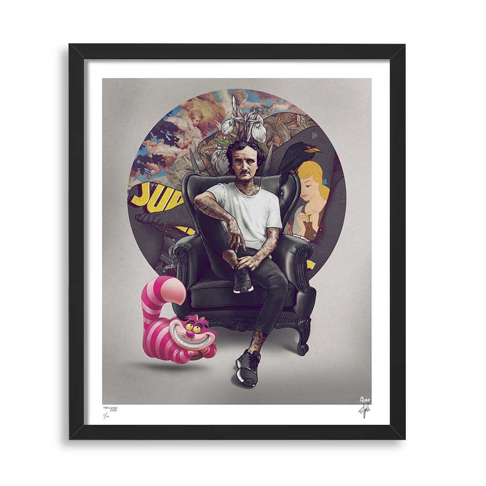 Edgar Allan Poe Poeta Escritor Alicia en el País de las Maravillas Ilustración Personajes Célebres Obras de Arte de Fab Ciraolo Pintor Chileno Joven