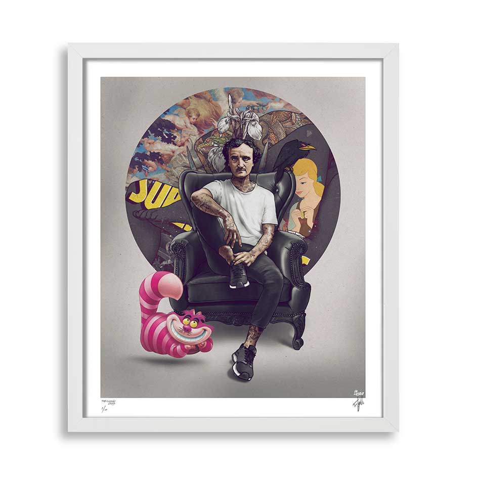Edgar Allan Poe Poeta Escritor Alicia en el País de las Maravillas Ilustración Personajes Célebres Obras de Arte de Fab Ciraolo Pintor Chileno Joven