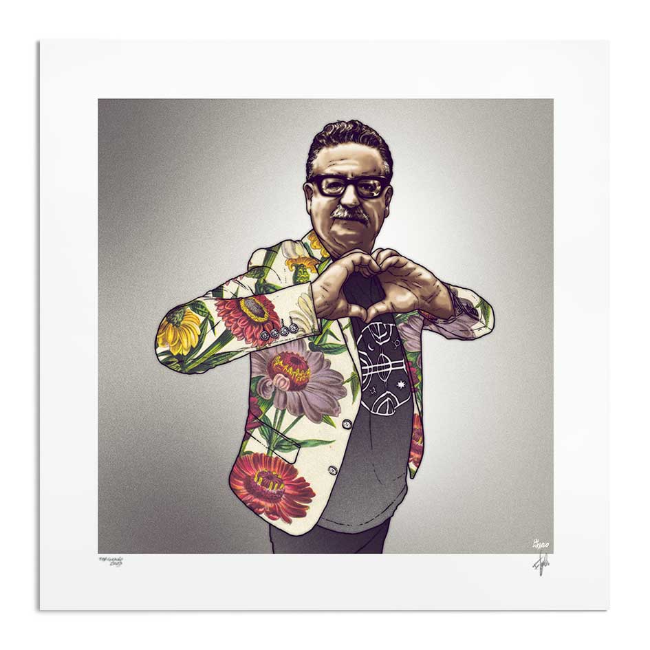 Salvador Allende Ex Presidente de Chile Ilustraciones Kitsch Ilustraciones Digitales de Fab Ciraolo Obra Artística Murales Estallido Social  Editar texto alternativo