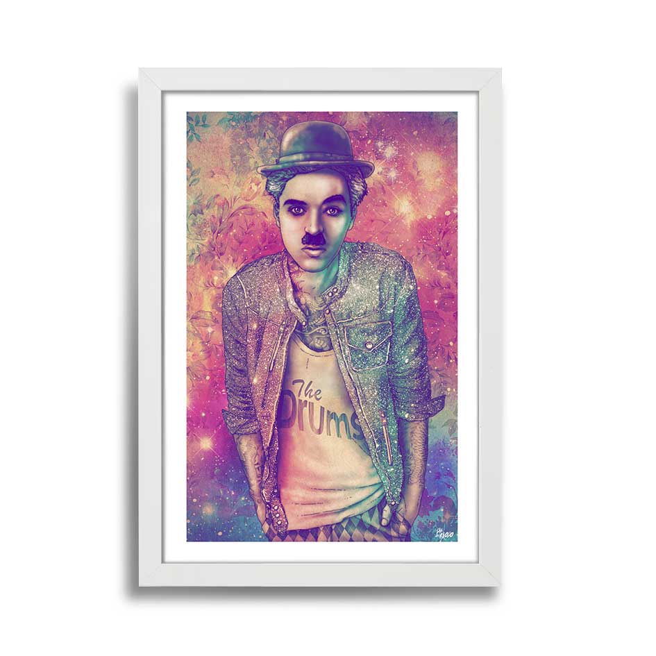 Charles Chaplin Cine Mudo Actor Charles Chaplin Hipster The Drum Banda de Música Fab Ciraolo Ilustraciones Hípsters Ilustraciones Pop Muralista Chileno