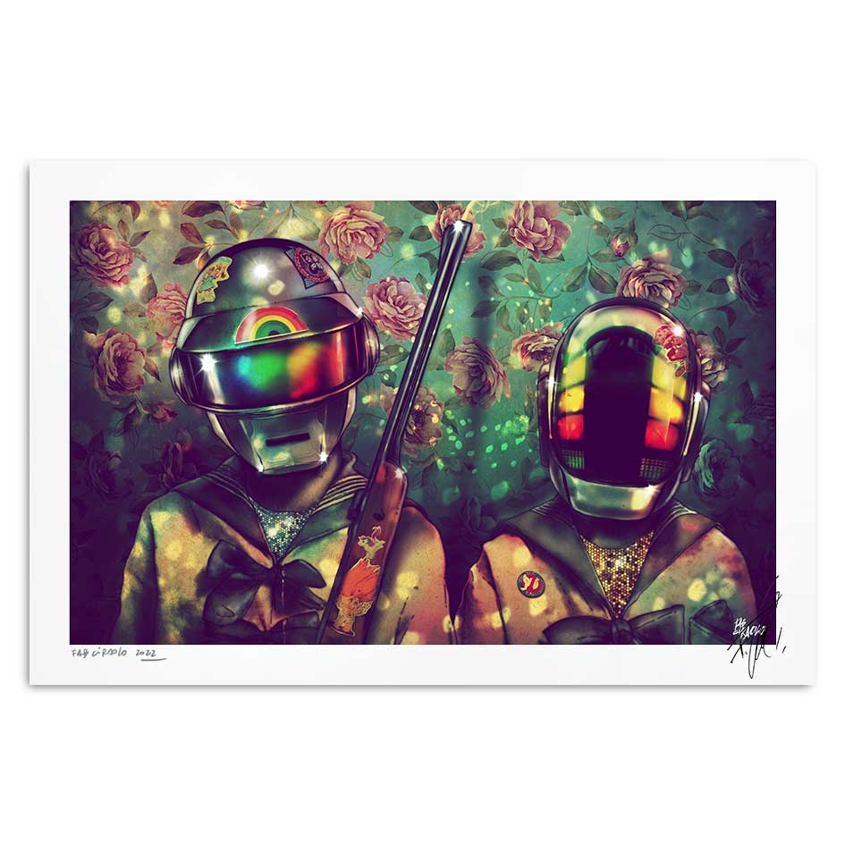 Daft Punk Música Electrónica Músicos ElectroPop Ilustraciones de Músicos Obras de Músicos de Fab Ciraolo Artistas Chilenos de Obras Musicales Banda de ElectroPop Banda Disco Funk